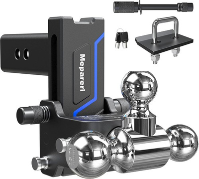 #ad 2.5quot; Receiver 5quot; Drop Trailer Hitch Tow Hitch Tri Ball 18000 lb Stowable Design $169.99