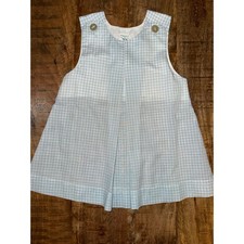 Vintage Buster Brown Light Blue Gingham Check Jumper Dress Size 3 Made in USA