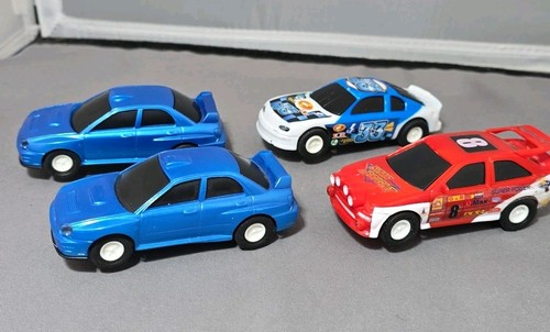 Lot 4 Slot Cars 1:43 Scale Blue Subaru (2) Blue/white 33 & Red/white #8 Work