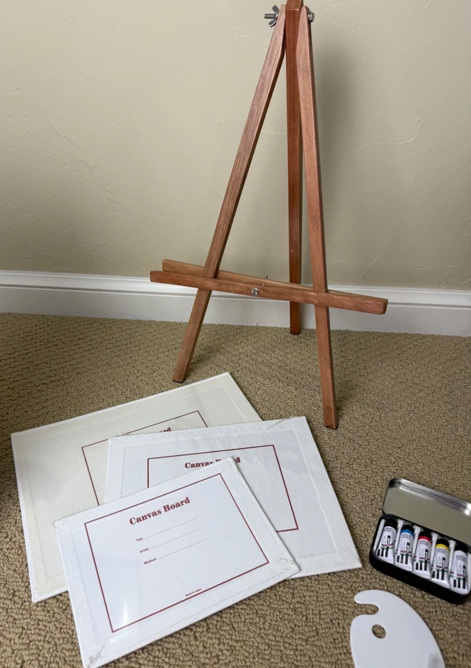 Difícil de Encontrar 1999 Muñeca American Girl Conjunto de Artista Conjunto de Pintura Caballete Lienzo JUEGO COMPLETO Foto 3 de 4