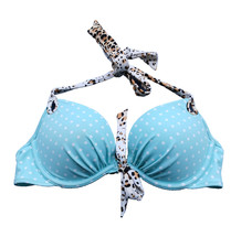 Victoria's Secret Swim Bikini Top Add-2-cups 34B Blue Push-up Underwire Halter