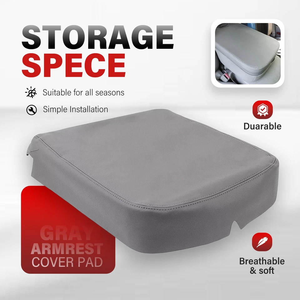 Tapa de consola gris reposabrazos cubierta de cuero para Dodge Ram 1500 2500 3500 2002-2008 05 Foto 4 de 4