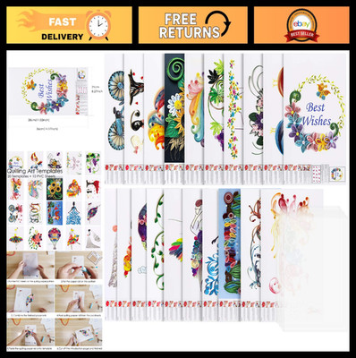20 Pcs Quilling Paper Stencils + 10 PVC Sheets, A4 Art Templates for Filigree &