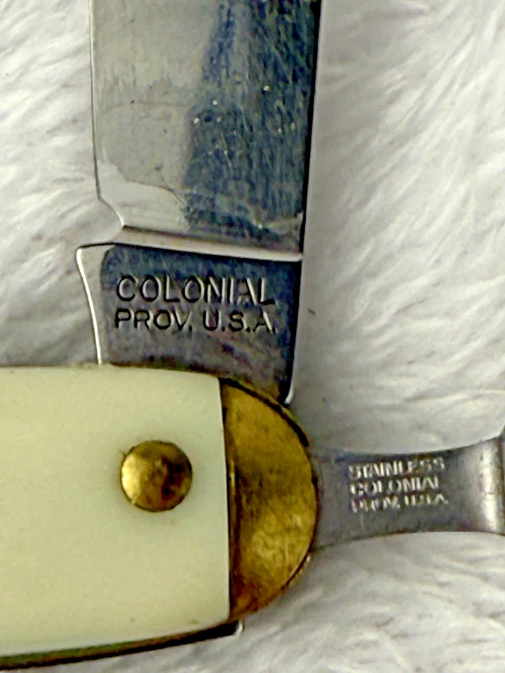 Cuchillo de Camping Hobo Vintage Colonial Prov EE. UU. Spic & Span Tavern Buffalo NY Promo Foto 2 de 4
