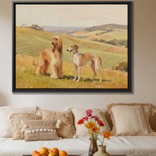 Landscape Dog Oil Painting Afghan Hound Canvas Vintage Dog Artwork Wall Decor