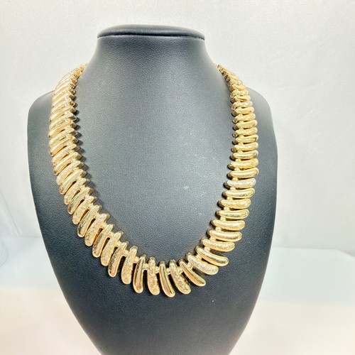 Napier Vintage Two Tone Gold Tone Textured Link Collar Necklace 15-18 in