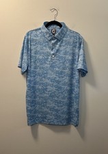 FootJoy Men  s Performance Lisle Light Blue Camo Print Golf Polo Sz L 29095