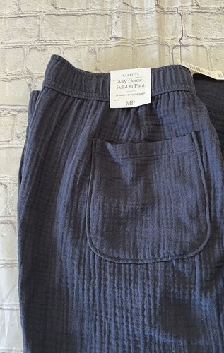 Talbots Airy Wide Leg Gauzy Pull-on Pant In Navy NEW Medium Petite Cotton Comfy - Picture 4 of 7