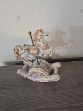 Vintage Musical Carousel Spinning Rocking Horse Plays "Carousel Waltz" Tune