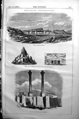 Old 1864 Builder Byzantine Architecture Perge Churches Cut Rock Garab Victorian