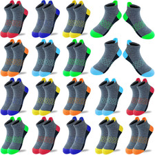 Boys Socks 18 Pairs Kids Half Cushion Low Cut Socks Sport Ankle Athletic Sock fo