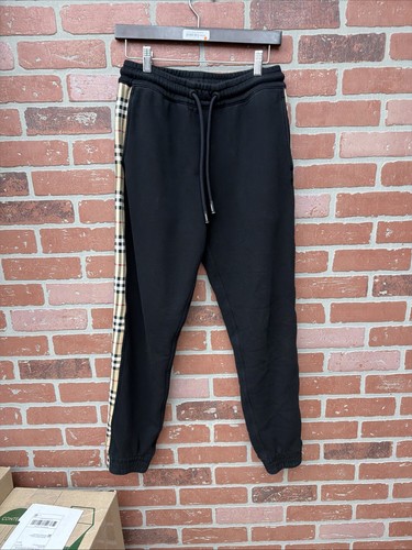 Burberry Vintage Check Panel Cotton Sweatpants black sz XS Quick Shipping