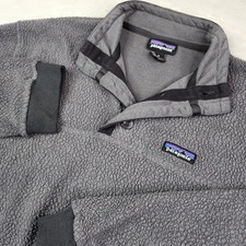 Patagonia Mens Gray Fleece Sherpa 1/4 Button Pullover Sweatshirt Jacket XL