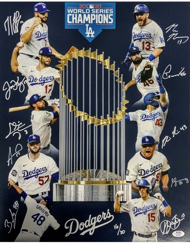The Real 16/20 Dodgers 2020 World Series Photo W/10 PSA Certified Autographs.