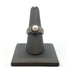 925 Silver Synthetic Pearl Ring 7.11g Size:8 RO1068369 