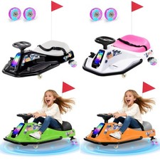 24V Electric Go Kart for Kids 3 with Glowing Wheels 360 Spin Safe Ride-On Car