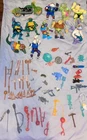 Vintage TMNT 11 Figures, Motorcycle, Skateboard, 60+Pcs Weapons/Accessories LOT!