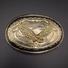 Patriotic Flying Eagle Gold And Black Tone Belt Buckle - USA Made