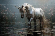 UNICORN ART PRINT, Victorian Poster, Fantasy Wall Decor, Magical Horse Artwork