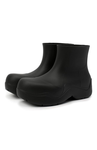(NO CUSTOMS TAX) BOTTEGA VENETA Puddle matte black rubber rain boots ...