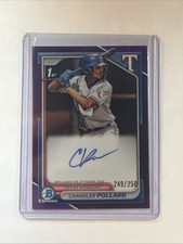 Chandler Pollard 1st Rangers 2024 Bowman Purple Chrome Refractor Auto /250
