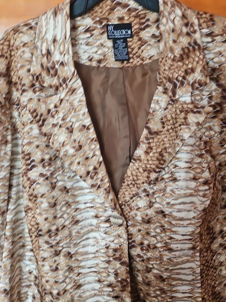 NY коллекции женщин хлопок коричневый металлик эластичной подкладки блейзер размер 3 X новый без ЯРЛЫКОВ  - Изображение 2 из 4