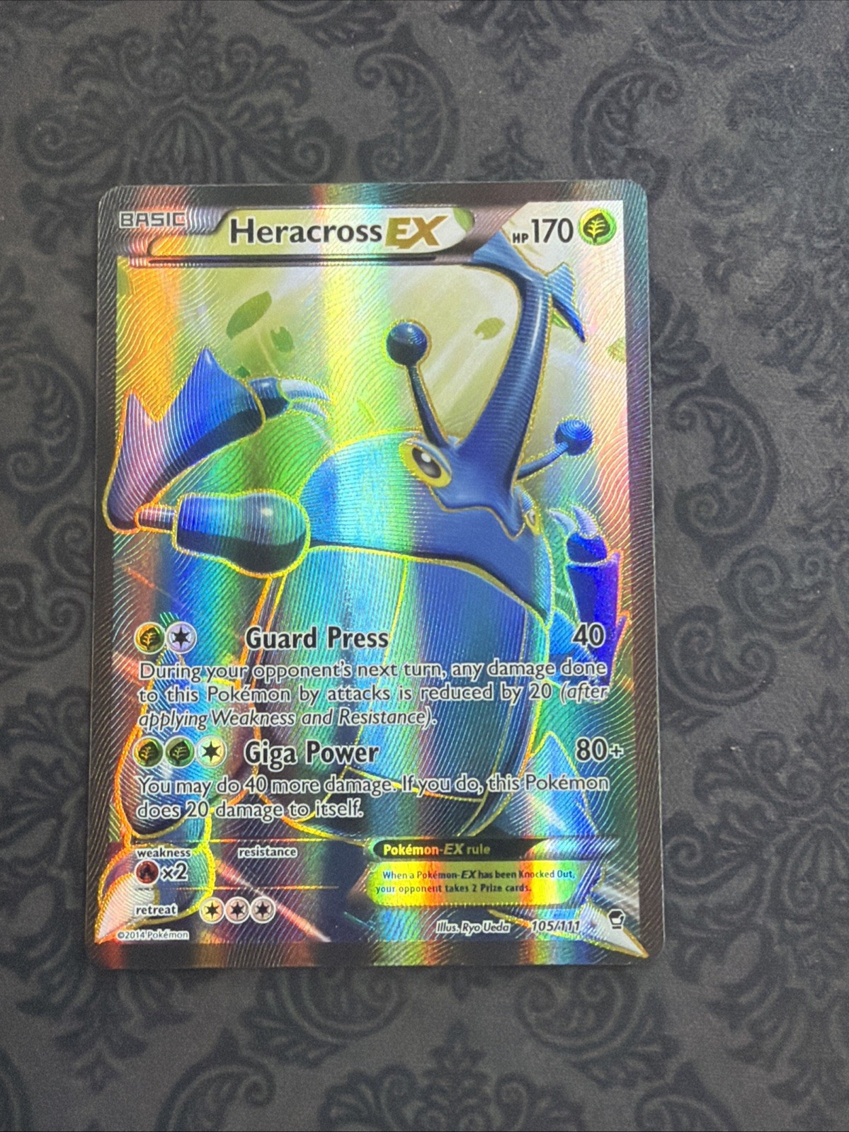 Heracross Full art EX 105/111 XY Furious Fists Ultra Rare Holo Pokémon Card
