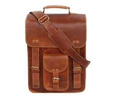 Leather Messenger Bag — Vintage Laptop Case Crossbody Bag for Men & Women — S...