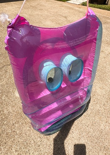 Vtg 80s Ideal Mickey Mouse Pink Pool Raft Inflatable Googly Eyes Disney VIDEO - Picture 9 of 16