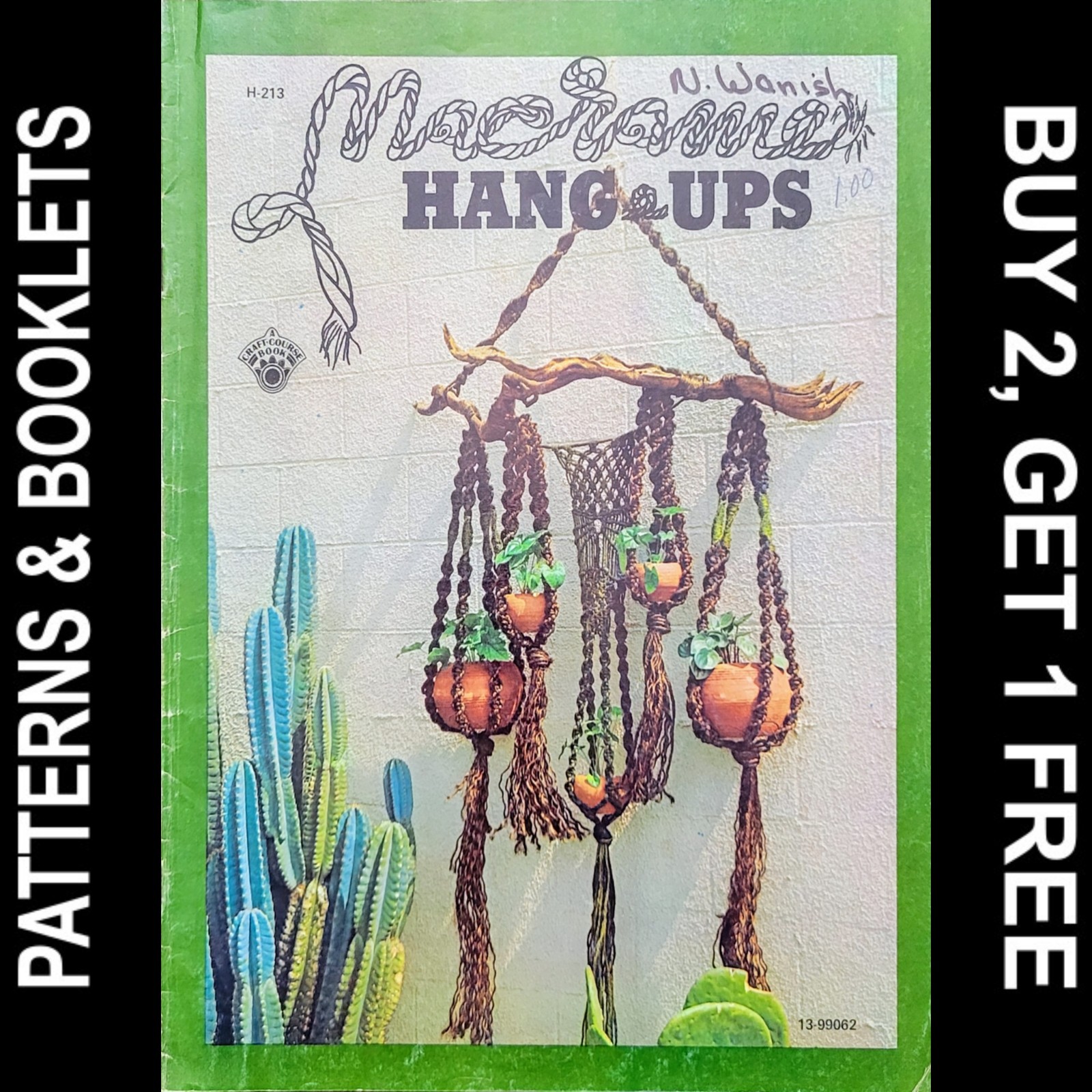 Vintage Craft Course Pub. H-213 "Macrame Hang-Ups" 11 Macrame Projects ©1973