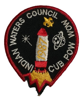 Indian Waters Council Cub Pow Wow 1987 Patch Rocket Ship BSA Boy Scout