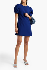 ALICE + OLIVIA $375 Hanita Gathered Sleeve Crepe Mini Dress in Azure Size 4