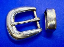 Single Prong Replacement Two Piece Set Vintage Belt Buckle Keeper for 1" Belt