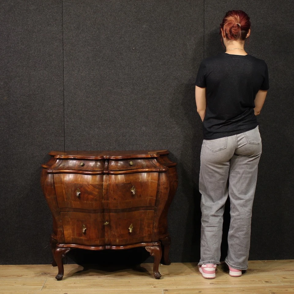 Commode vénitienne meuble chiffonier 2 tiroirs bois style ancien 20ème siècle - Photo 2/4