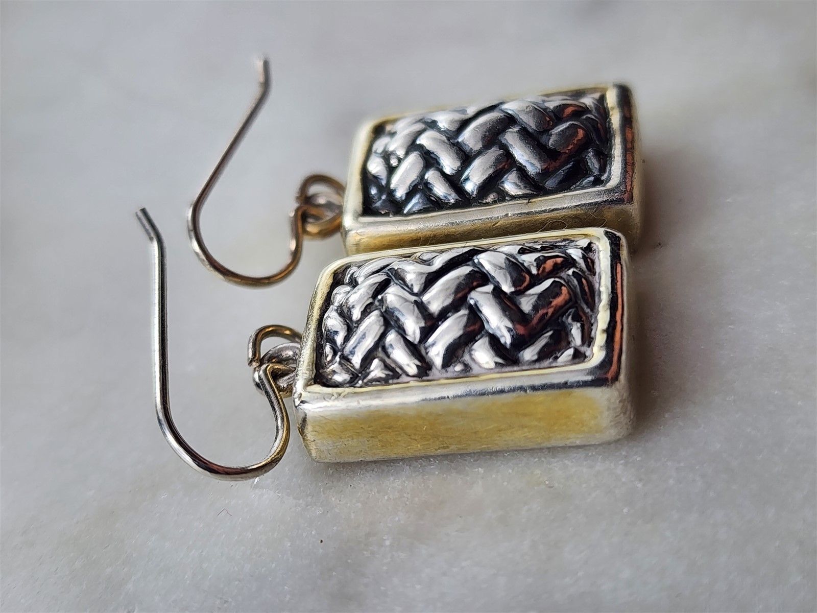 Vintage Solid Sterling Silver Electroform Weave D… - image 2