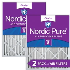 Nordic Pure 16x25x4 (3 5/8) Pleated MERV 8 Air Filters 2 Pack