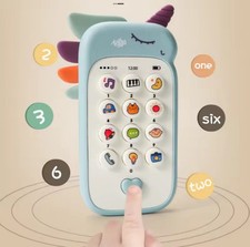 Kids Baby Musical Phone Toy Sound Telephone with Teether Educational Toy UK 