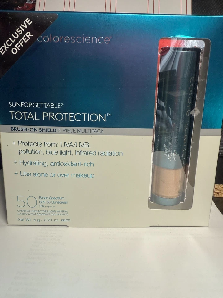 Colorescience SUNFORGETTABLE Brush-On Shield SPF 50 - Tan - 3 PACK x 0.21 oz NIB - Image 4 of 4