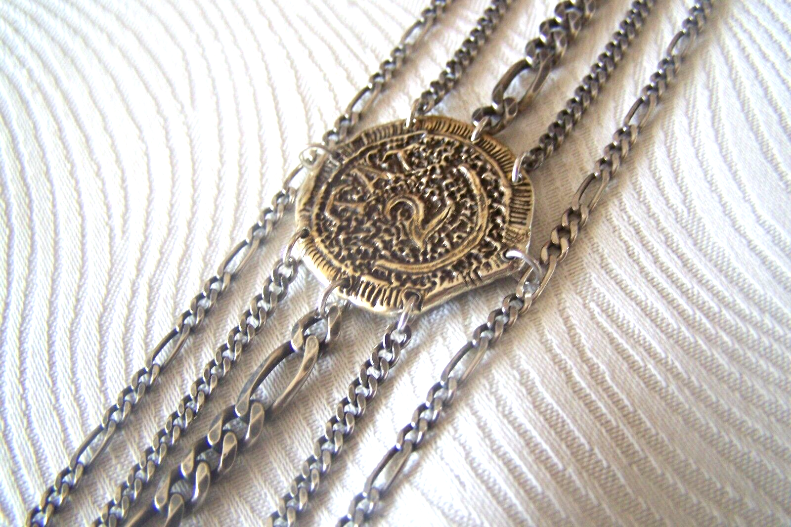 Tat2 Vintage Tat 2 Sterling Silver 925 Multi-Chain Medallion Bracelet ...