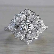 2 Ct Round Cut Lab Created Diamond Engagement Wedding Ring 14k White Gold Plated