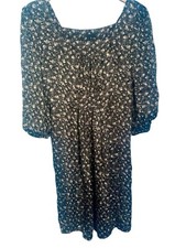 Anna Sui Vintage Y2K Black Print Babydoll Silk Dress NWT Size S
