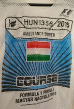 F1, FORMULA 1 Hungarian GP Official Ambulance Driver Tabard 2015