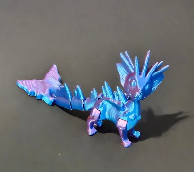 3D Printed Articulated Dragon. WaterFox Flexi Factory Toy.  Home Decor