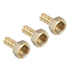 Hose Barb Fitting Straight 10mm Barbed G3/8 Female Thread, 3 Pack Brass, Yellow