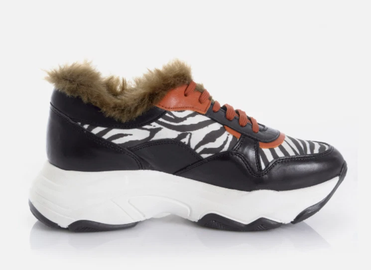 ALBA MODA Dame Schuh Sneaker Leder schwarz-rot-weiß KunstfelleinsatzGr 41 NEU K9 - Bild 2 von 4