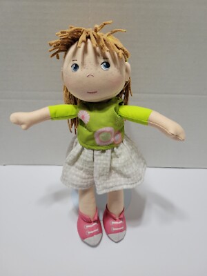 HABA Hedda 12'' Soft Doll w/Blonde Hair Gray/Blue Eyes and Embroidered Face EUC