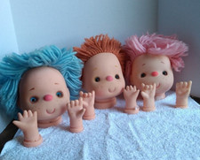 Lot of 3 Vintage Fibre Crafts Doll Head Hands Used