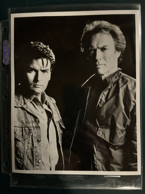 Clint Eastwood And Charlie Sheen 8x10 Black And White Photo The Rookie