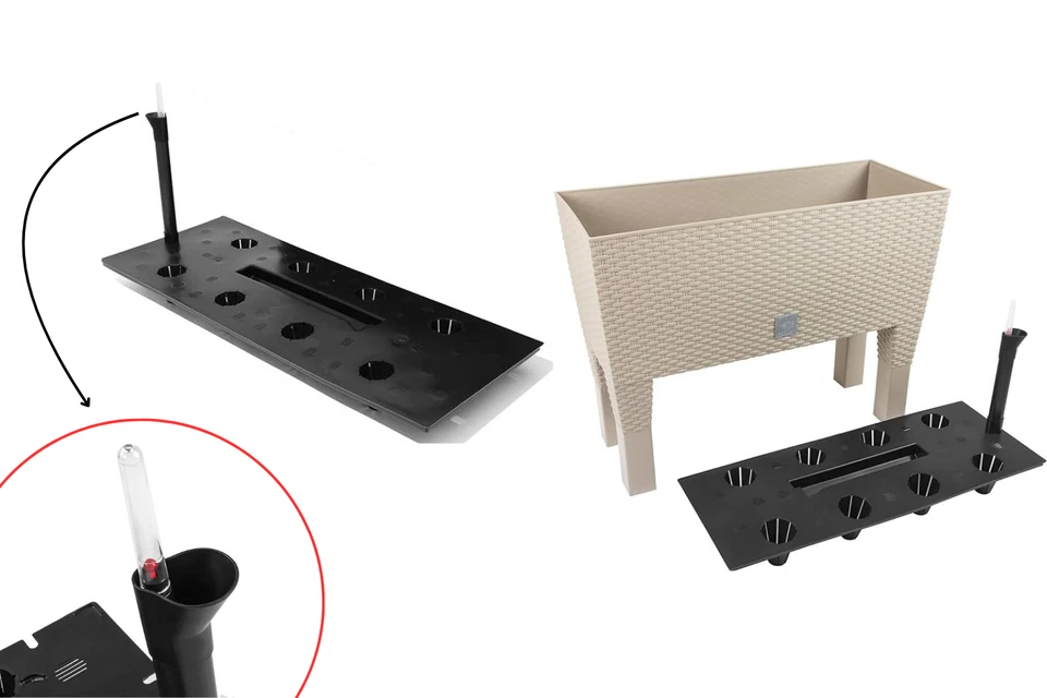 Plant Pot Rectangular Legs Rattan Garden Planters Indoor Outdoor Mocha - Image 3 of 4