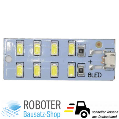 8 Led Panel 5V MicroUSB Beleuchtung Licht Weiß 5730 SMD